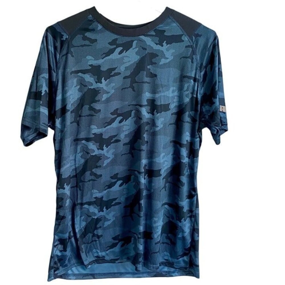 Russell Athletic Blue Polyester Short Sleeve Shirt Men's XL